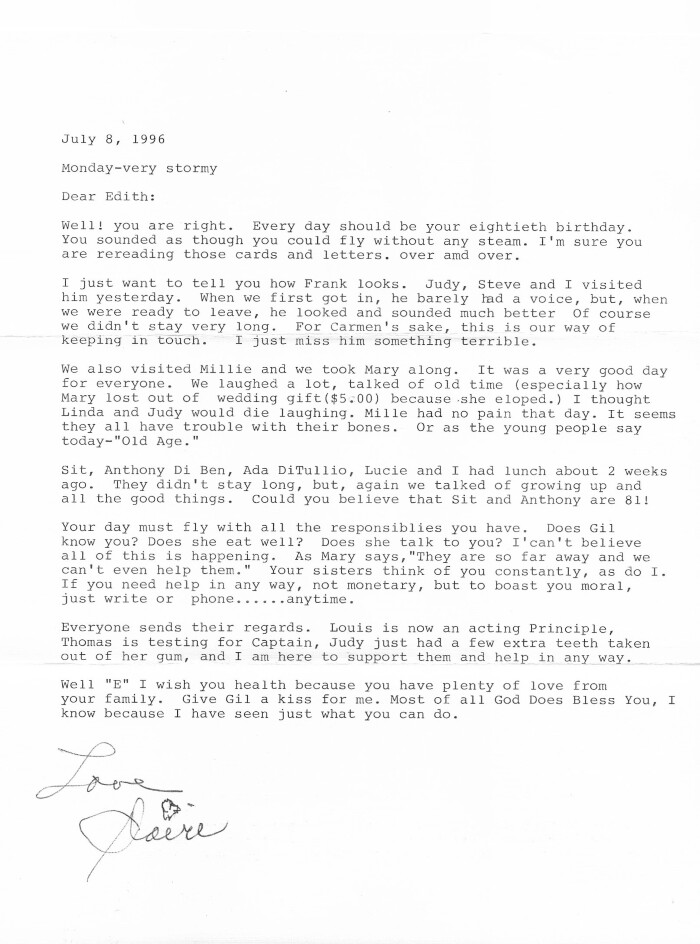 Letter on aging